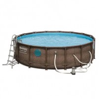 New Bestway - 16-foot x 4-foot Power Steel Swim Vista Above Ground Swimming Pool Set and Pump - Brown