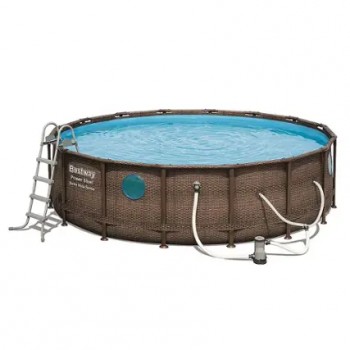 New Bestway - 16-foot x 4-foot Power Steel Swim Vista Above Ground Swimming Pool Set and Pump - Brown