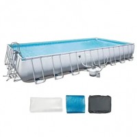 New Bestway - 31.3ft x 16ft x 52 inches Rectangular Frame Above Ground Pool Set